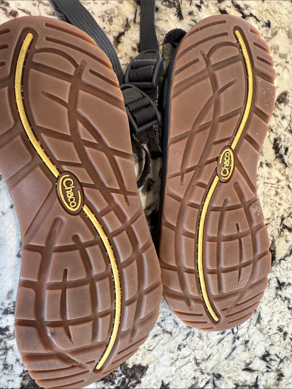 Chaco Sandals with Black Straps and Yellow Accents - Picture 2 of 3
